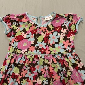 Hanna Andersson A-Line Dress Girls 8 Multicolor Floral 100% Cotton Short Sleeve